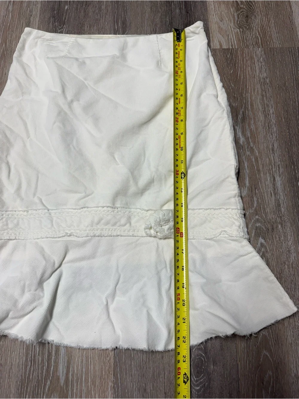 VTG Y2K American Eagle White Corduroy Skirt 2 Rosette Drop Waist Mermaid